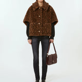 Alpaca and wool jacquard teddy cape