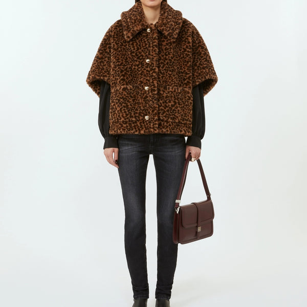 Alpaca and wool jacquard teddy cape