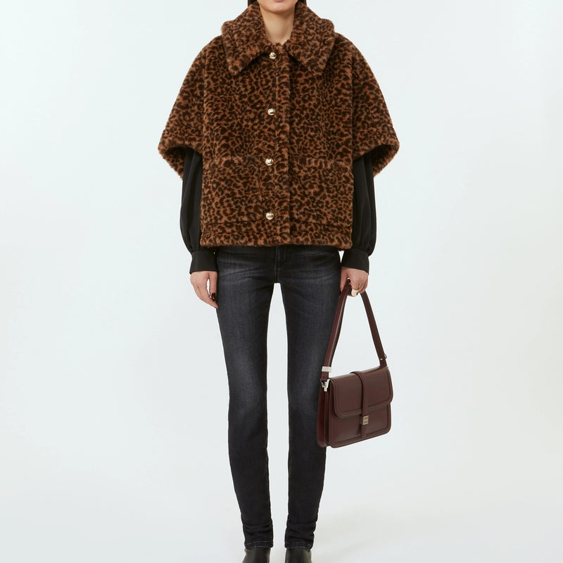Alpaca and wool jacquard teddy cape