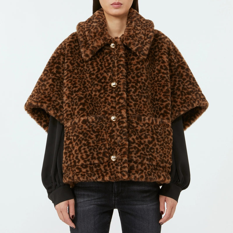 Alpaca and wool jacquard teddy cape