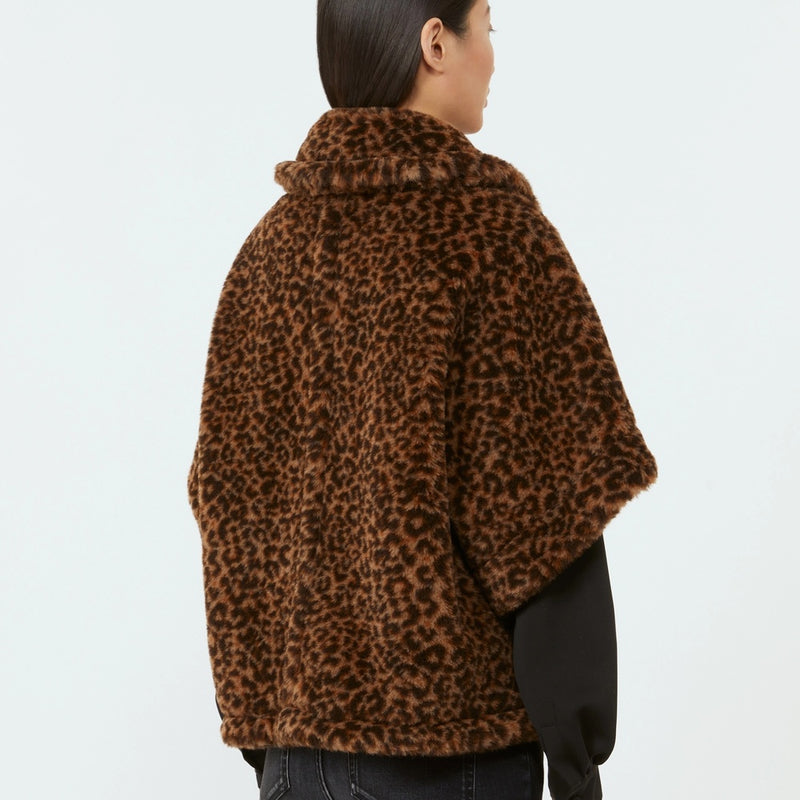 Alpaca and wool jacquard teddy cape