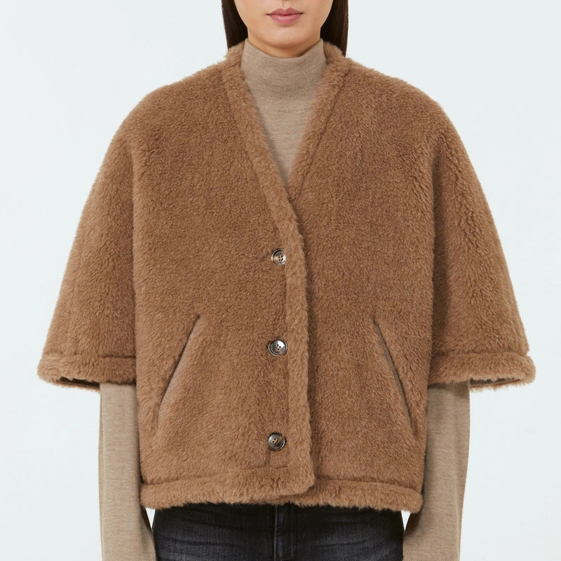 Alpaca cashmere teddy cape