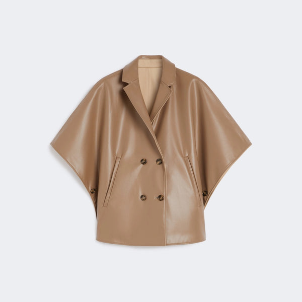 Double-breasted reversible cape in water-repellent cotton