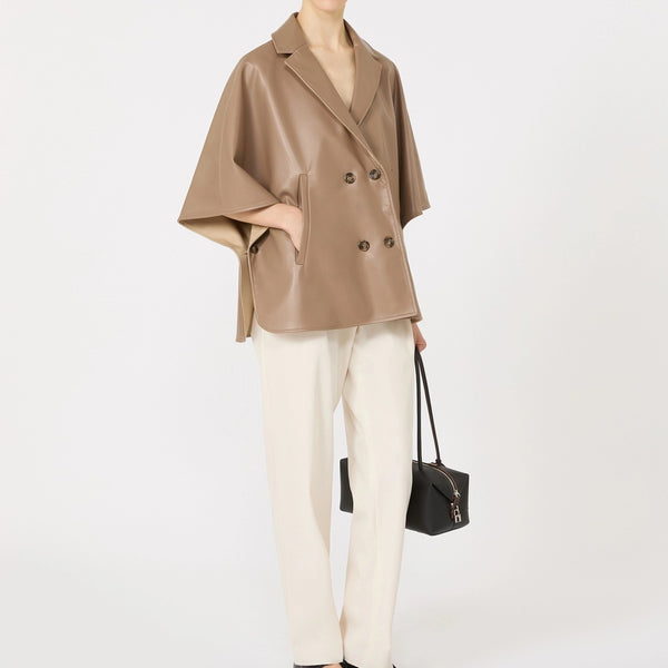 Double-breasted reversible cape in water-repellent cotton