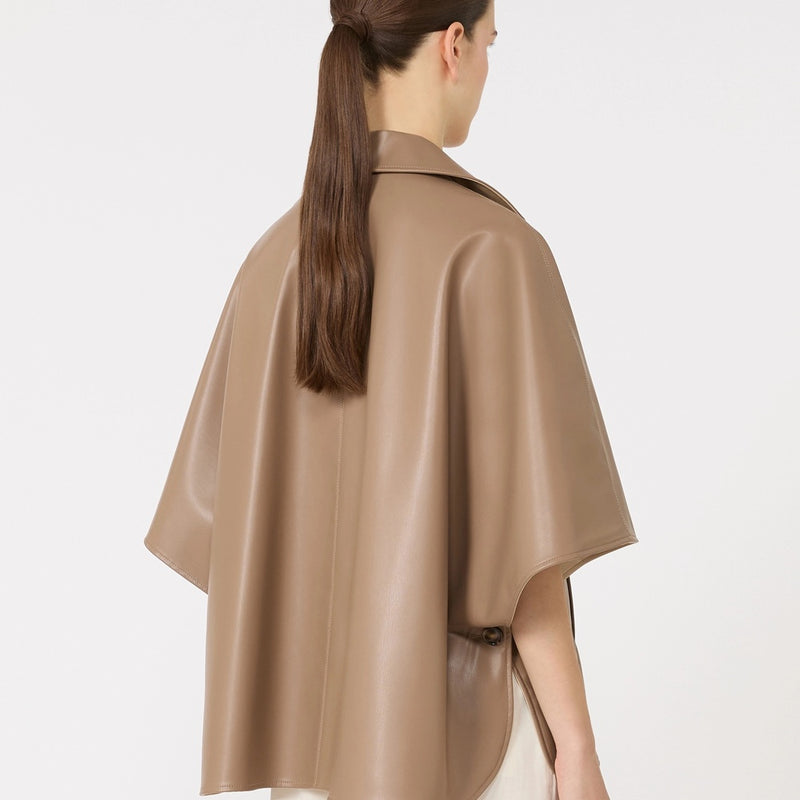 Double-breasted reversible cape in water-repellent cotton