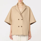 Double-breasted reversible cape in water-repellent cotton