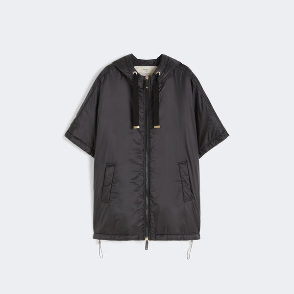 Quilted hooded cape in water-repellent canvas