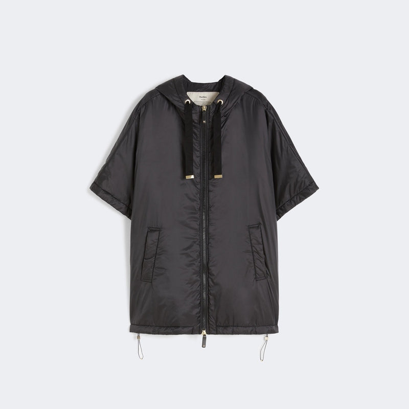 Quilted hooded cape in water-repellent canvas