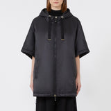 Quilted hooded cape in water-repellent canvas