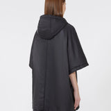 Quilted hooded cape in water-repellent canvas