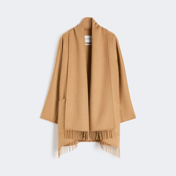 Camel hair cardigan coat