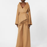 Camel hair cardigan coat