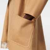 Camel hair cardigan coat