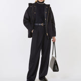 Wool drape sweatshirt jacket