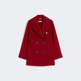 Double-breasted wool caban coat