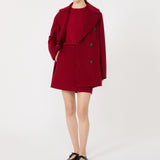 Double-breasted wool caban coat