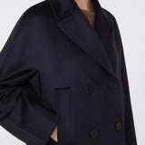 Double-breasted wool caban coat