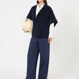 Short wool drape coat