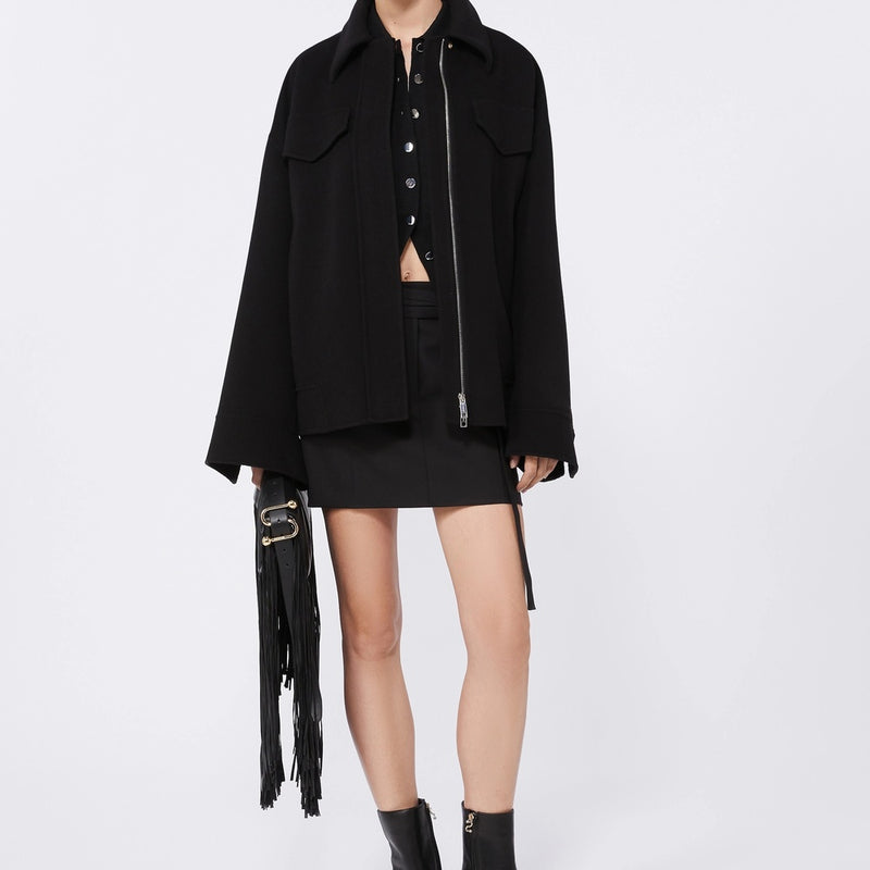 Wool double-fabric caban