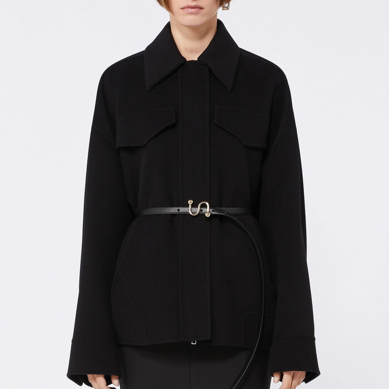 Wool double-fabric caban