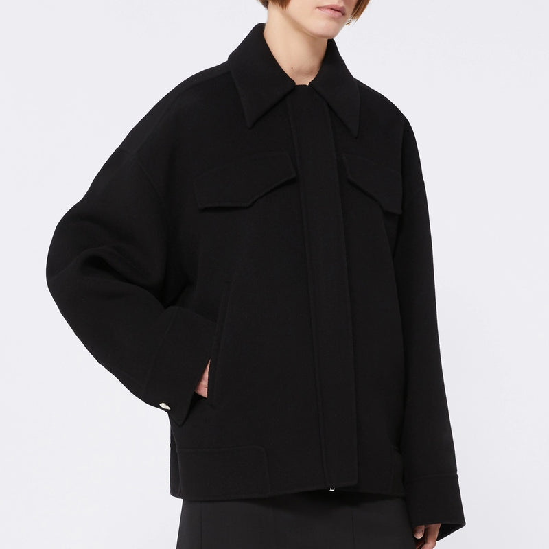 Wool double-fabric caban