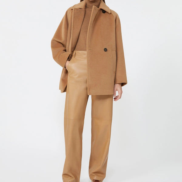 Double-breasted wool caban