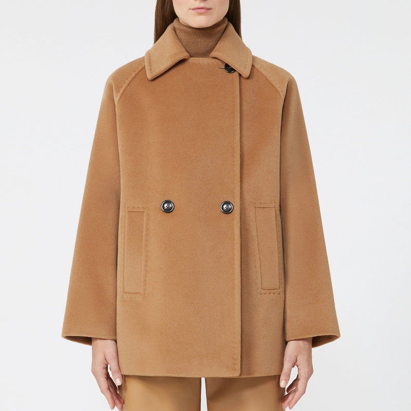 Double-breasted wool caban