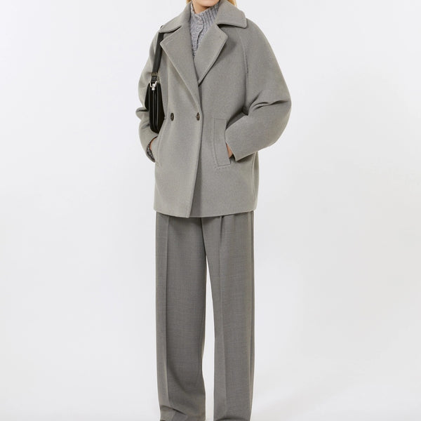 Double-breasted wool caban