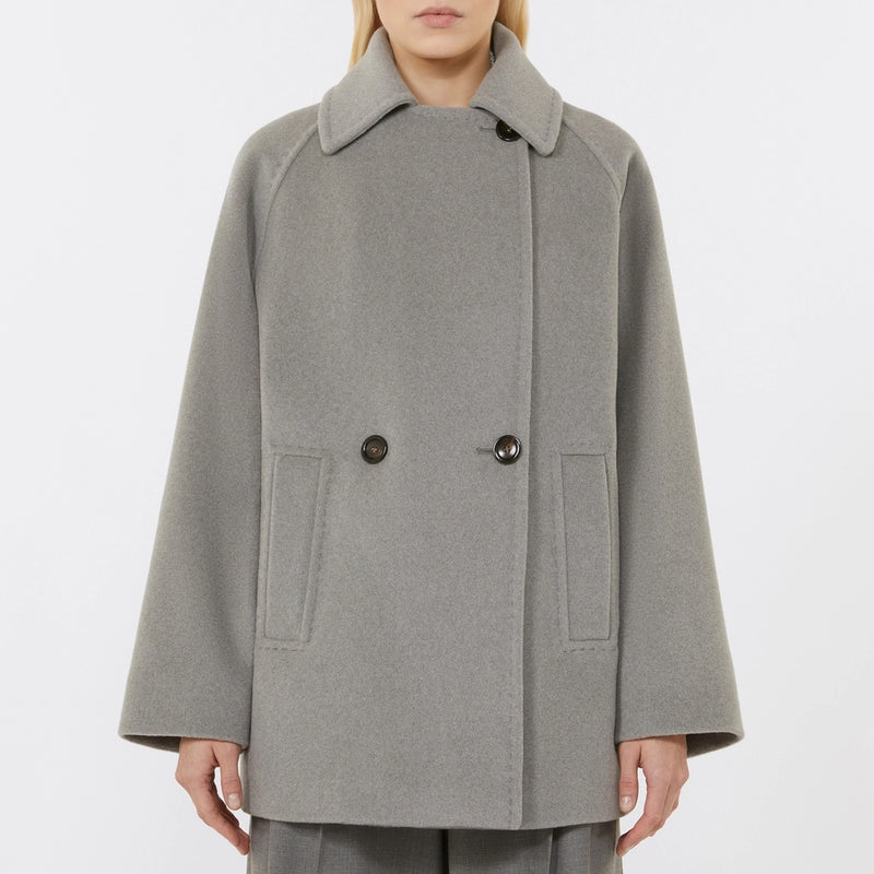 Double-breasted wool caban