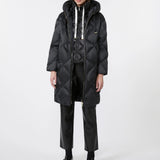 Water-repellent iridescent fabric down jacket