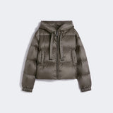 Cropped down jacket in water-repellent technical fabric