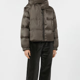 Cropped down jacket in water-repellent technical fabric