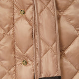 Long quilted down jacket in water-repellent fabric