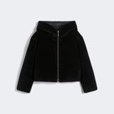 Short reversible padded jacket in alpaca and wool