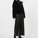 Short reversible padded jacket in alpaca and wool