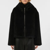 Short reversible padded jacket in alpaca and wool