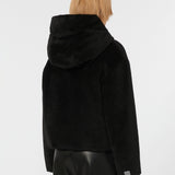Short reversible padded jacket in alpaca and wool