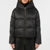 Short reversible padded jacket in alpaca and wool