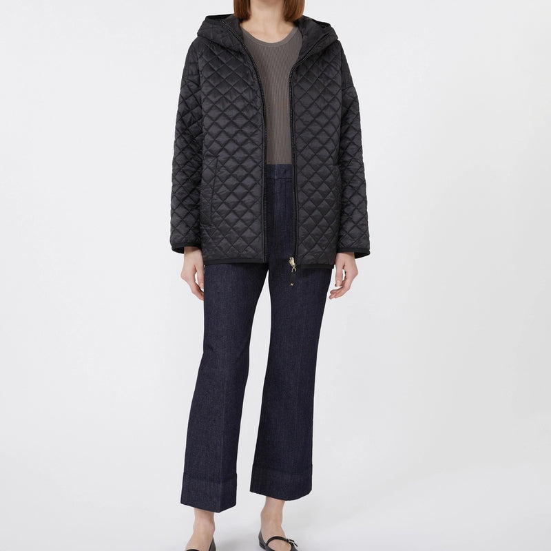 Reversible quilted jacket in water-repellent canvas