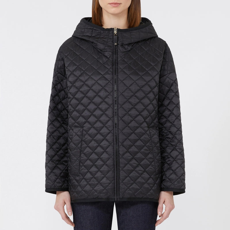 Reversible quilted jacket in water-repellent canvas