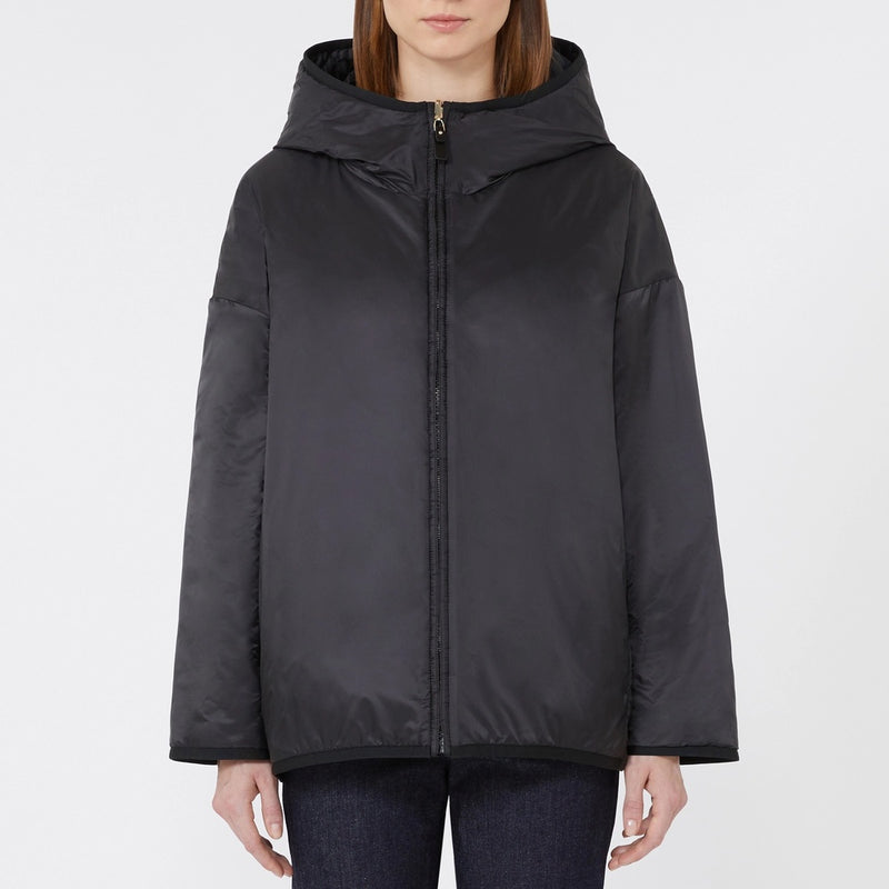 Reversible quilted jacket in water-repellent canvas