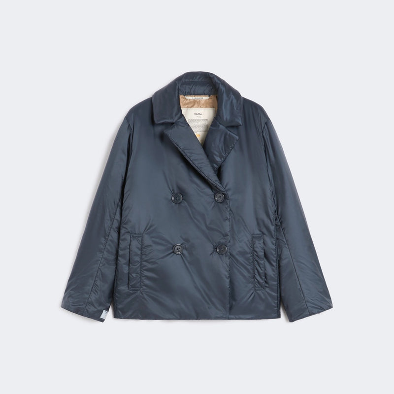 Double-breasted quilted water-repellent canvas jacket