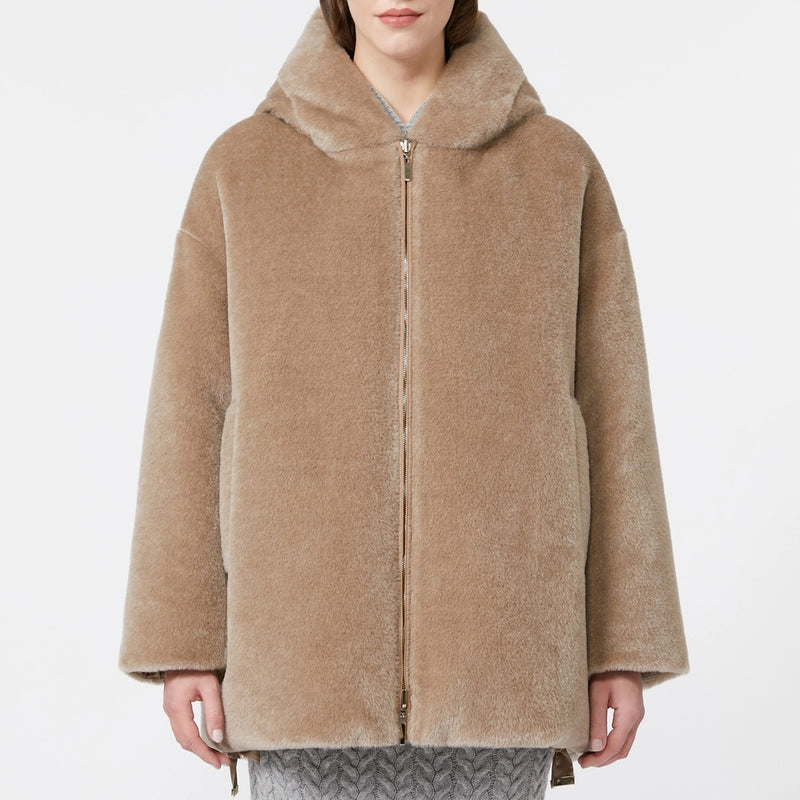 Quilted reversible jacket in alpaca and wool