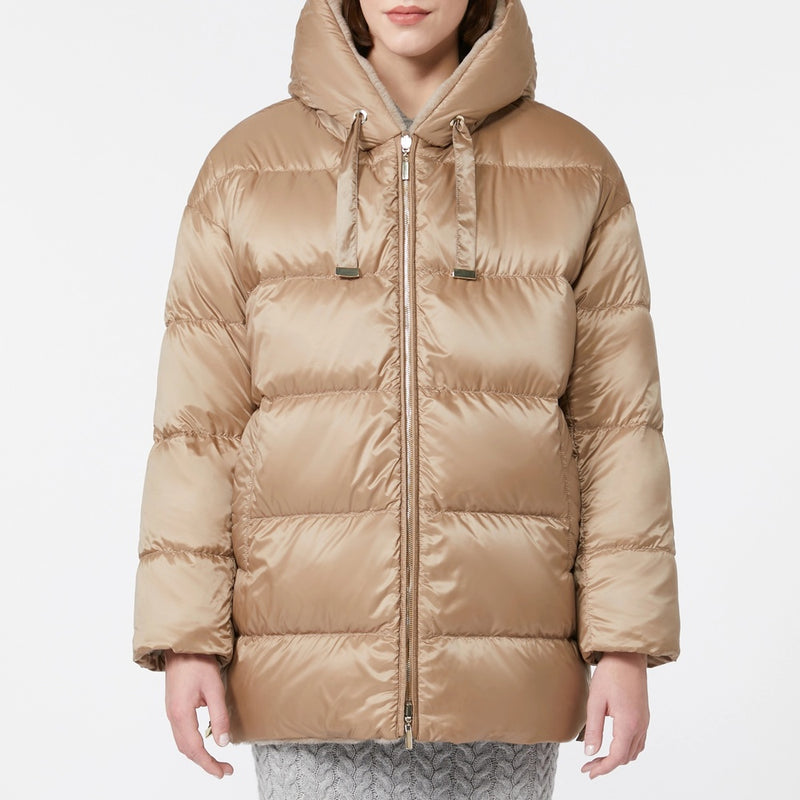 Quilted reversible jacket in alpaca and wool