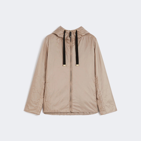 Quilted jacket with hood in water-repellent canvas