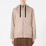 Quilted jacket with hood in water-repellent canvas