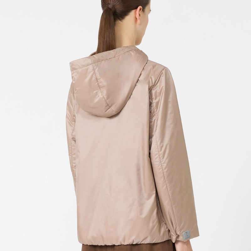 Quilted jacket with hood in water-repellent canvas