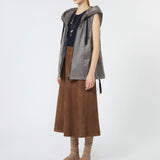 Quilted vest in water-repellent canvas with hood