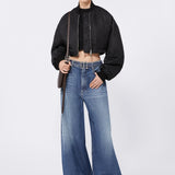 Water-repellent twill bomber jacket