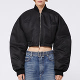Water-repellent twill bomber jacket